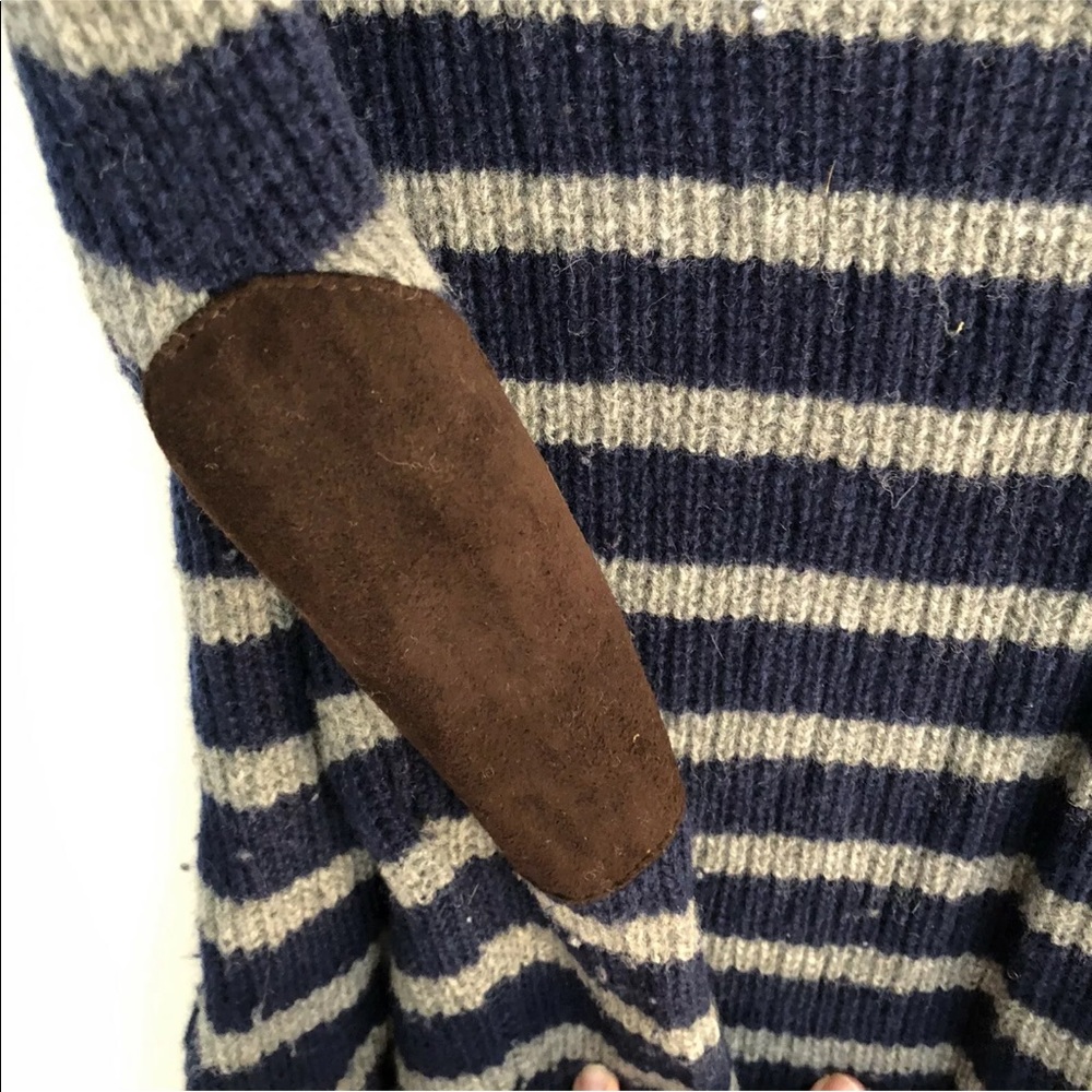 Madewell XS striped sweater elbow patches wool - Picture 2 of 10